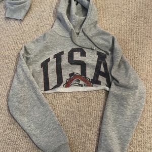 Super cute brand new USA crop hoodie